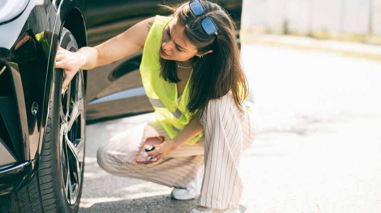Checking tread depth for tires
