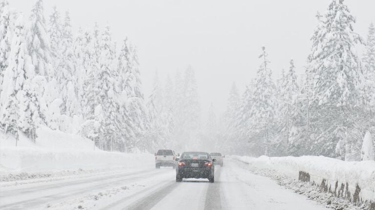 Can you use all-season tires (3-seasons) in winter? All-season tires (3-seasons) tires on car on winter road