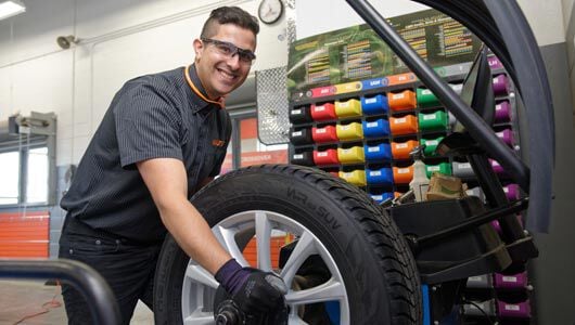 Tire on a balancing machine