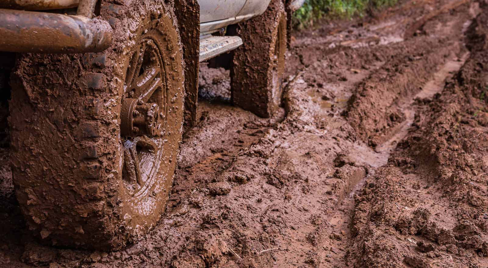 Truck on muddy road