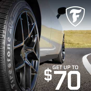 Save with Firestone tires with up to a $70 rebate
