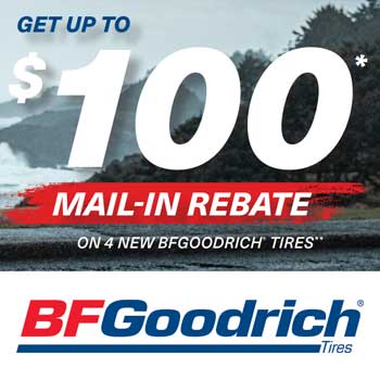 Save with BFG tires with a mail-in rebate