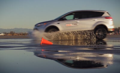 Car on wet road