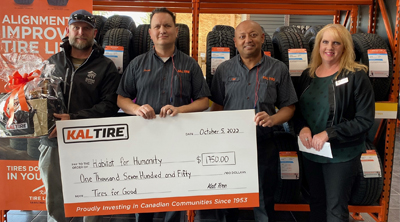 Habitat for Humanity and Kal Tire with Tires for Good Cheque